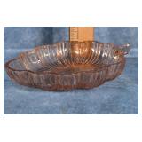 FEDERAL GLASS PINK DEPRESSION LEAF TRINKET DISH