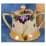 NIPPON HANDLED HAND-PAINTED PORCELAIN SUGAR BOWL
