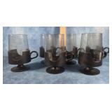 MCM GLAS-SNAP CORNING 12 OZ FOOTED MUGS SET OF 6