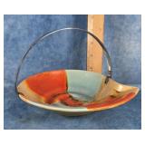 ART DECO CERAMIC BOWL WITH HANDLE CZECHO-SLOVAKIA