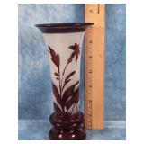 BOHEMIAN RUBY RED GLASS VASE 7'