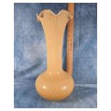 ITALIAN MURANO QUILTED GLASS RUFFLE TOP VASE