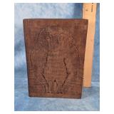 1960'S HAND CARVED OWL BROWN WOOD JEWELRY BOX