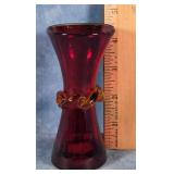 PILGRIM RUBY RED CRACKLE GLASS BUD VASE