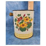 VINTAGE FLOUR SIFTER W FLORAL MOTIF
