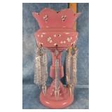 VICTORIAN OPALINE CASED GLASS PINK MANTLE LUSTER