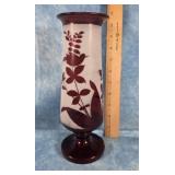 ANTIQUE BOHEMIAN RUBY FLASHED VASE 9 3/4'