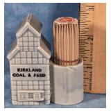 KIRKLAND COAL & FEED CERAMIC TOOTHPICK HOLDER