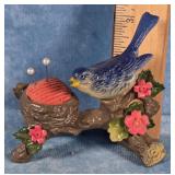 PLASTIC BLUE BIRD PIN CUSHION