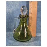 VTG. EMERALD GREEN CRACKLE GLASS CRUET