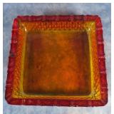 AMBERINA SQUARE GLASS ASHTRAY 5.5' x 5.5'