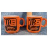 2 FEDERAL GLASS CO. HEAT PROOF MUGS ADVERTISING
