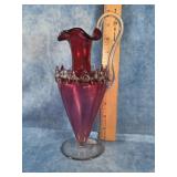 CRANBERRY GLASS HAND-BLOWN PITCHER