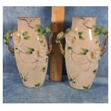 PAIR OF VTG. HAND-PAINTED PORCELAIN VASES