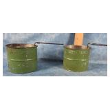 TWO VINTAGE GREEN 2 CUP FLOUR SIFTERS