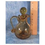 VTG. AMBER CRACKLE GLASS CRUET