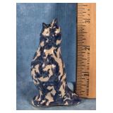 BLUE & WHITE SPONGEWARE CERAMIC PIE BIRD