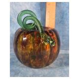 HAND-BLOWN ART GLASS PUMPKIN