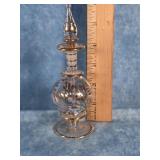 HAND-BLOWN CLEAR ETCHED GLASS PERFUME BOTTLE