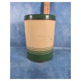 VTG. CREAM & GREEN TIN CANNISTER
