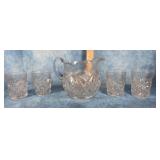 CLEAR CUT CRYSTAL BUZZSAW SUNBURST WATER PITCHER
