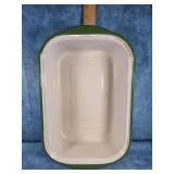 VTG. WHITE & GREEN ENAMELWARE BAKING PAN