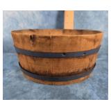 PRIMITIVE RUSTIC WOODEN BUCKET 9" DIA.  4" TALL