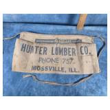 VINTAGE ADVERTISING APRON FOR HUNTER LUMBER CO.