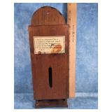 VTG. WOODEN WALL CIGARETTE PACK DISPENSER