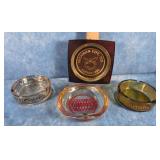 4 VINTAGE ADVERTISING ASHTRAYS