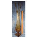 22" MCM VIKING AMBER GLASS SWUNG VASE