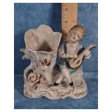 BOY WITH MANDOLIN PORCELAIN VASE