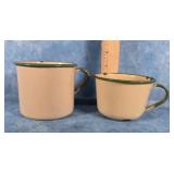 GREEN & CREAM ENAMELWARE CUPS