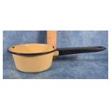 YELLOW & BLACK ENAMELWARE SAUCE PAN