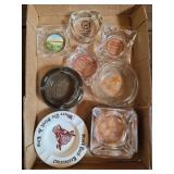 VTG. GLASS ADVERTISING ASHTRAYS BOX LOT