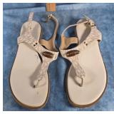 MICHAEL KORS MK PLATE THONG LOGO PLAQUE SANDALS