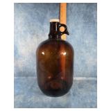 AMBER GLASS ONE-GALLON A&W ROOT BEER JUG