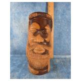 HAND CARVED FOLK ART BEARDED MAN WOOD SCULPTURE