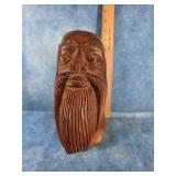 HAND CARVED FOLK ART BEARDED MAN WOOD SCULPTURE