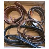 LEATHER BRAIDED BELTS BOX LOT