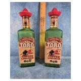 2 VTG. EL TORO BRAND COFFEE LIQUEUR GLASS BOTTLES