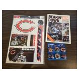CHICAGO BEARS LOT BOOKS, PINS AND DECALS