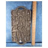 JOHN WRIGHT CO. CAST IRON ALPHABET COOKIE MOLD