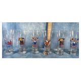 SIX 1987 BUD LIGHT SPUDS MACKENZIE BEER GLASSES