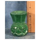 BOHEMIA GLASS CO. MALACHITE GREEN TOOTHPICK HOLDER