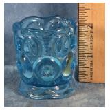 L.E. SMITH MOON & STARS BLUE GLASSTOOTHPICK HOLDER
