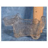 PRESSED GLASS SCOTTIE DOG CANDY CONTAINER