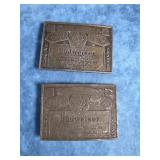 2 BUDWEISER BRASS BELT BUCKLES