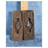 CAST BRONZE POCKET DOOR FLUSH ESCUTCHEON PULLS
