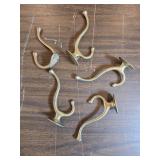 5 BRASS COAT HOOKS